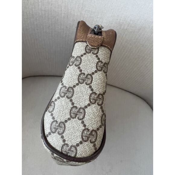 Vintage Gucci Bag Toiletry Clutch Brown GG Logo Tan Zip 80's - Picture 13 of 13